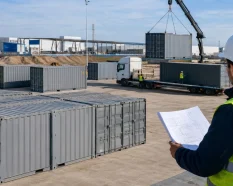 Planificación de compra de varios contenedores en España con entregas por fases, coordinación logística y colocación en un proyecto industrial