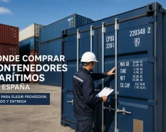 Contenedor marítimo en venta en España inspeccionado antes de la compra en un depósito logístico